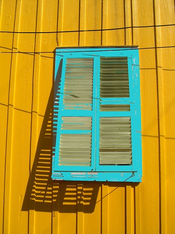 Print - Blue Shutter, Yellow Wall