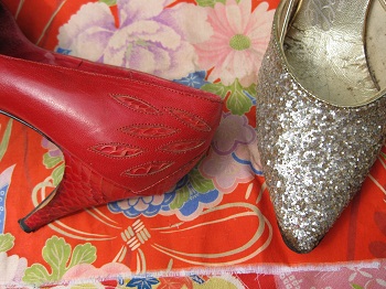 Print - Shoes, Red and Silver