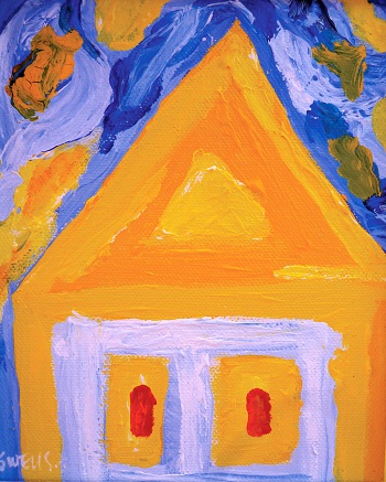 Print - Yellow House, Red Doors